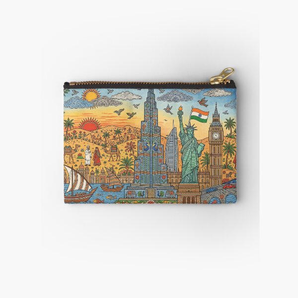 Item preview, Global Horizons - Burj Khalifa & World Landmarks Madhubani Fusion designed and sold by robertronda1.