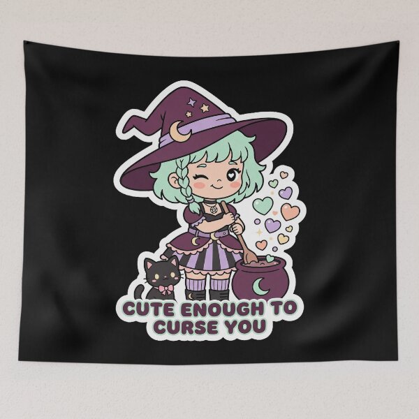 Item preview, Cute Enough to Curse You — Kawaii Witch and Cat designed and sold by TheCalmEdit.