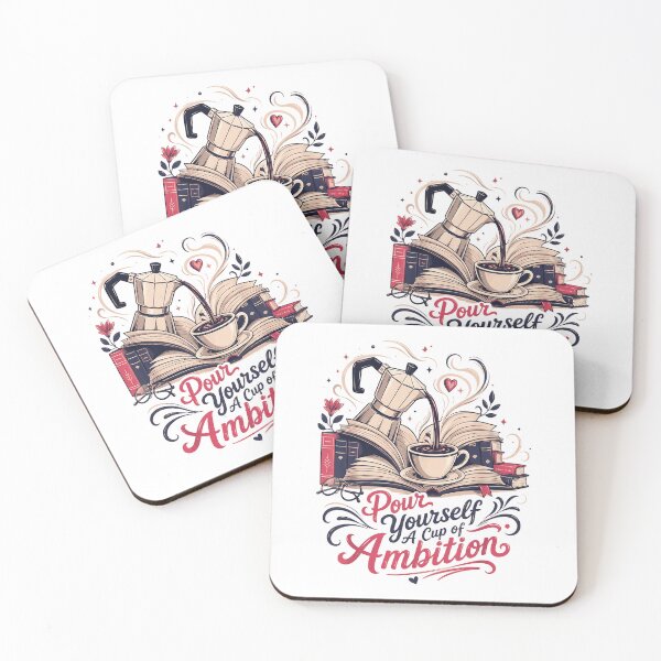 Item preview, Pour Yourself A Cup Of Ambition Coffee Books Open Pages Motivational Quote Fan Apparel designed and sold by Sendowart.