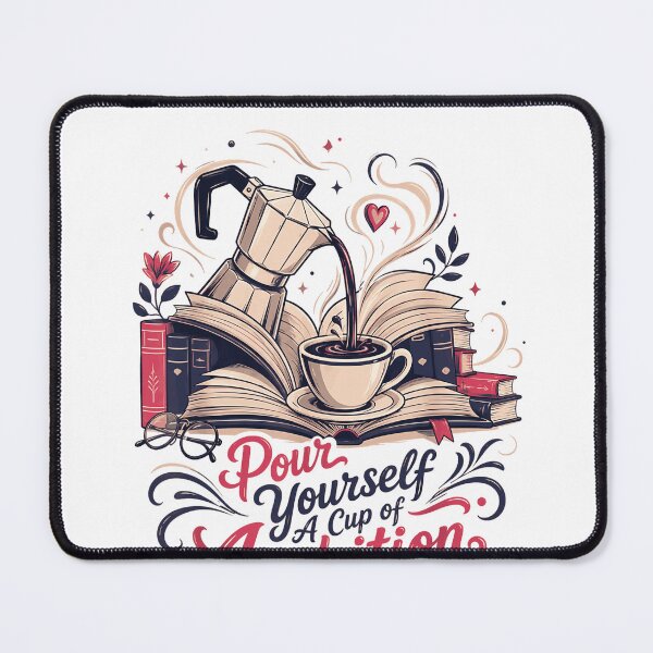 Item preview, Pour Yourself A Cup Of Ambition Coffee Books Open Pages Motivational Quote Fan Apparel designed and sold by Sendowart.