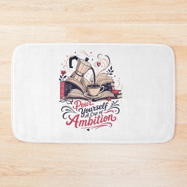 Item preview, Pour Yourself A Cup Of Ambition Coffee Books Open Pages Motivational Quote Fan Apparel designed and sold by Sendowart.