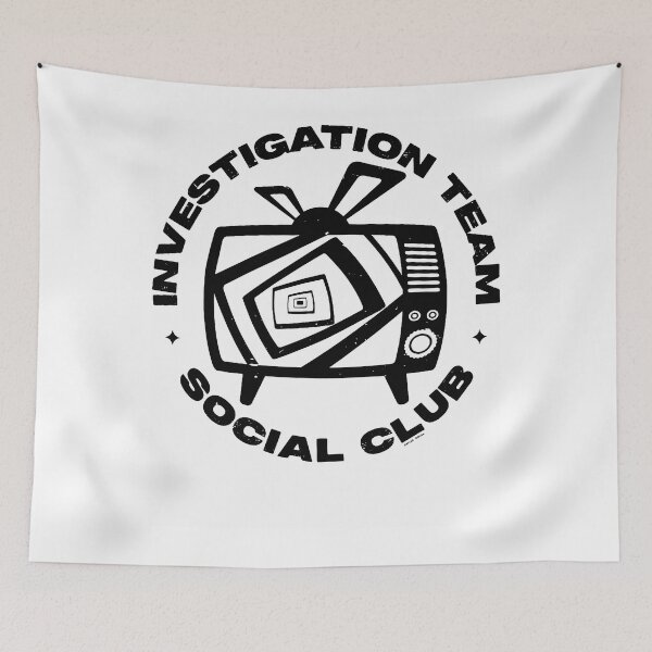 Item preview, Investigation Team Social Club Retro TV Static Outline Mystery Fan Apparel designed and sold by Sendowart.