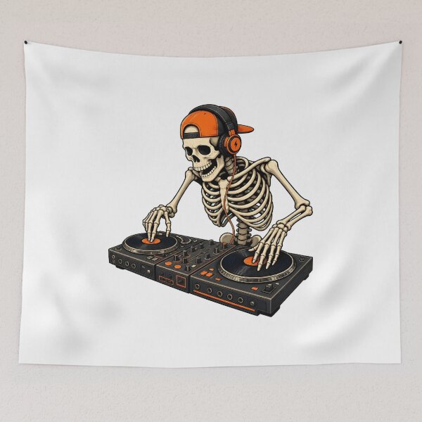 Item preview, Skeleton DJ Gaming Table Headphones Art designed and sold by Dmo3HarkoArt.