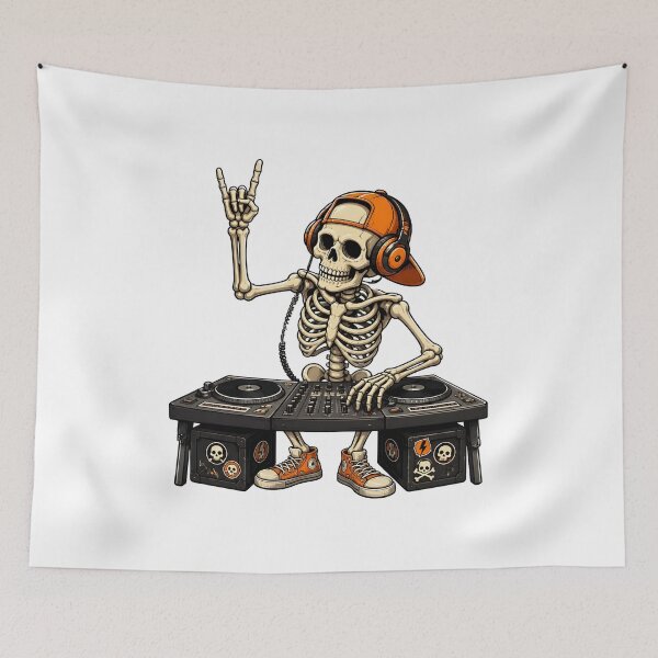 Item preview, Skeleton DJ Gaming Table Headphones Art designed and sold by Dmo3HarkoArt.