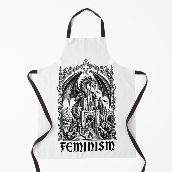 Item preview, Feminism Female Knight Dragon Castle Fantasy designed and sold by gordonbwyashop.