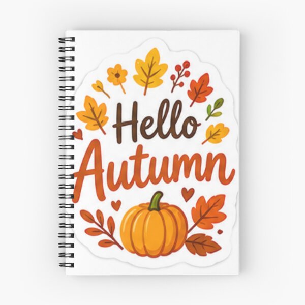 Item preview, Hello Autumn Cute Pumpkin & Fall Leaves Sticker – Cozy Fall Vibes designed and sold by LearnFunStore.