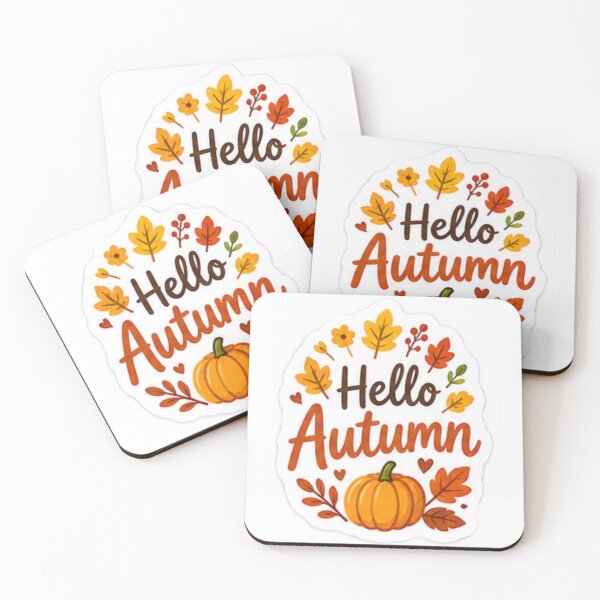 Item preview, Hello Autumn Cute Pumpkin & Fall Leaves Sticker – Cozy Fall Vibes designed and sold by LearnFunStore.