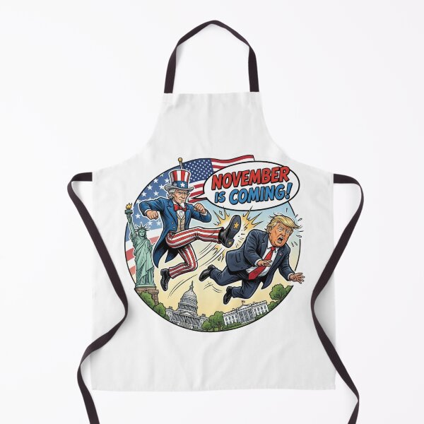 Item preview, November Is Coming Uncle Sam Kicking Out Trump Anti MAGA Political Cartoon Graphic designed and sold by raedattia.