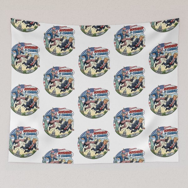 Item preview, November Is Coming Uncle Sam Kicking Out Trump Anti MAGA Political Cartoon Graphic designed and sold by raedattia.