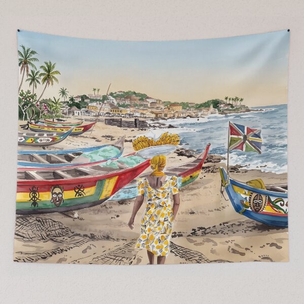 Item preview, Cartel turístico de Cape Coast, Ghana – Arte costero de África designed and sold by POSTERIOCREW.