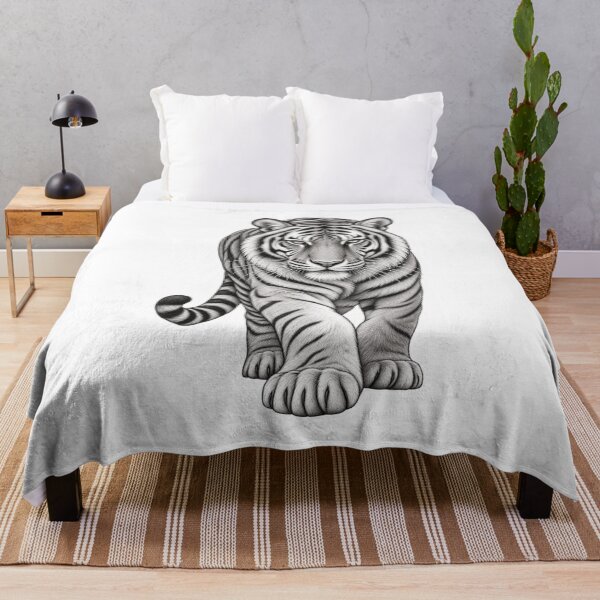 Item preview, Majestic Tiger Black and White Line Art designed and sold by Nicha Studio.