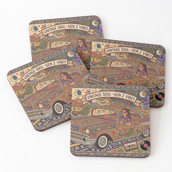 Item preview, Vintage Soul Gen Z Vibes - Retro Classic Car Madhubani Fusion Art designed and sold by robertronda1.