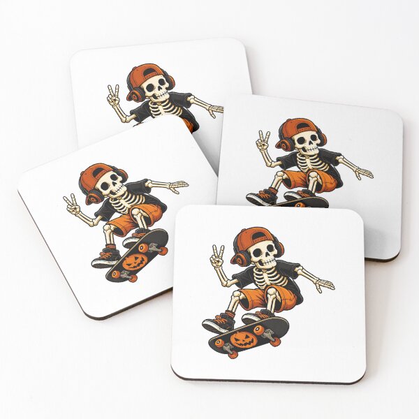 Item preview, Skeleton Skateboarding Wearing headphones Halloween Funny designed and sold by Dmo3HarkoArt.