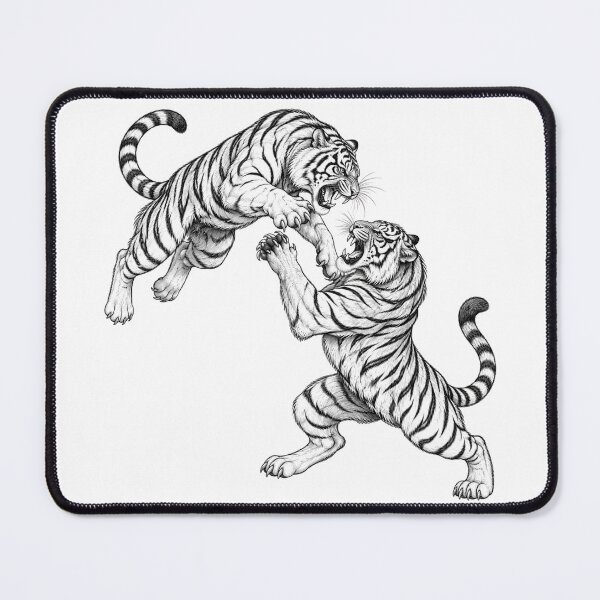 Item preview, Fighting Tigers Black and White Line Art designed and sold by Nicha Studio.