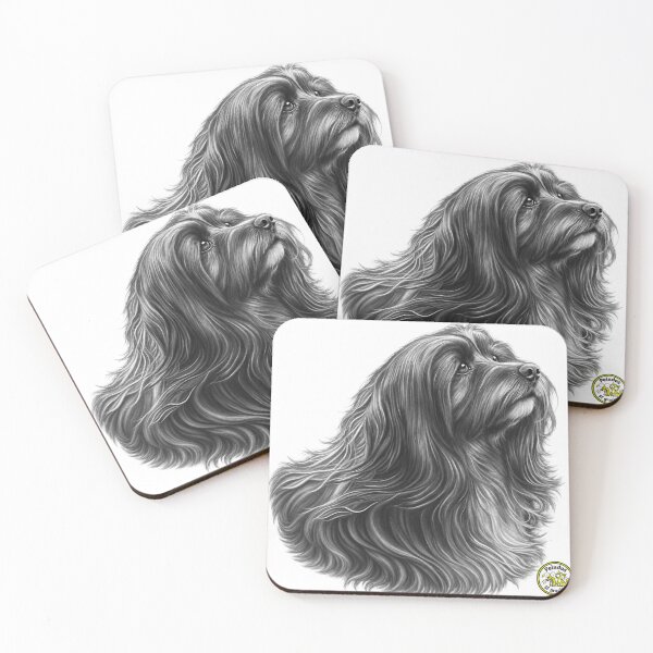 Item preview, Charcoal-style portrait of a long-haired mixed-breed dog designed and sold by Peludos, Sí gracias.