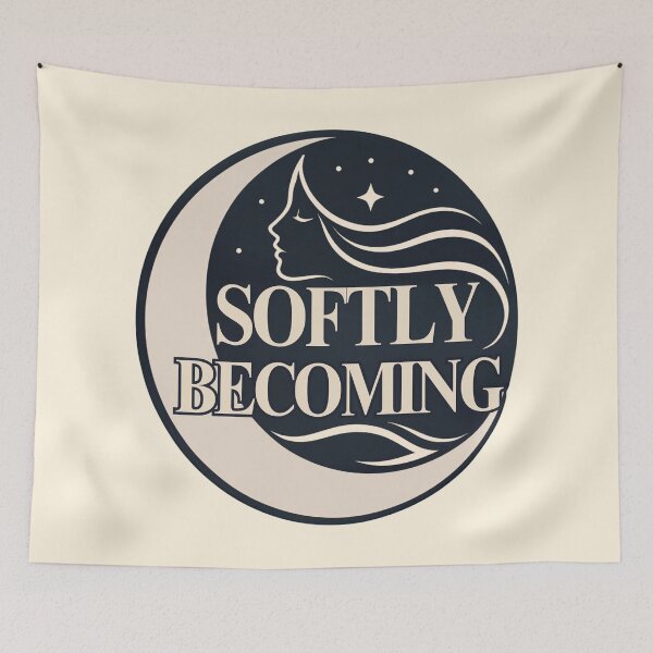 Item preview, Softly Becoming Feminine Growth Spiritual Quote designed and sold by CosmicQuietStudio.