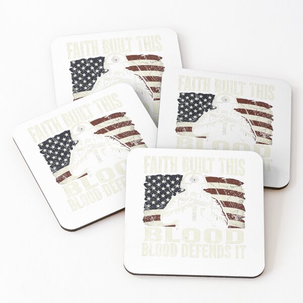 Item preview, Faith Built This Blood Defends It Vintage Military Soldier American Flag Design designed and sold by YasuoShop.