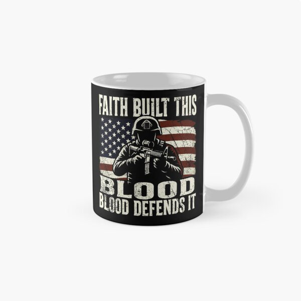 Item preview, Faith Built This Blood Defends It Vintage Military Soldier American Flag Design designed and sold by YasuoShop.