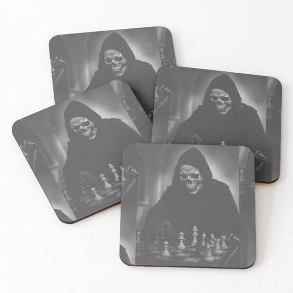 Item preview, Skull, Grim Reaper, Death, playing a game of chess designed and sold by 4gottenlore.