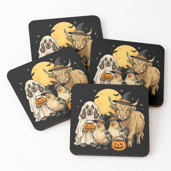 Item preview, Halloween Animals Trick or Treat Highland Cow, Dog, Chickens designed and sold by YubitaLeLe.
