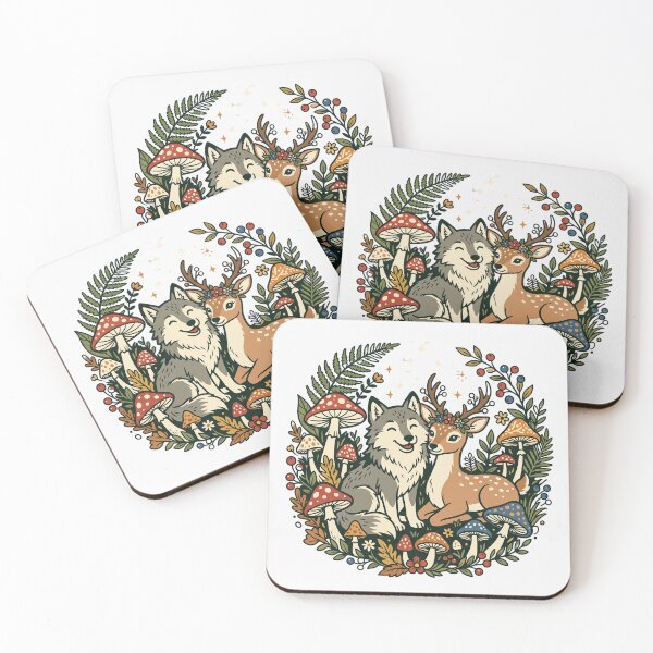 Item preview, Cute Wolf and Deer Woodland  designed and sold by naragon4289.