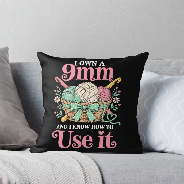 Item preview, I Own A 9mm And I Know How To Use It Funny Yarn Crochet designed and sold by roni-harbor.