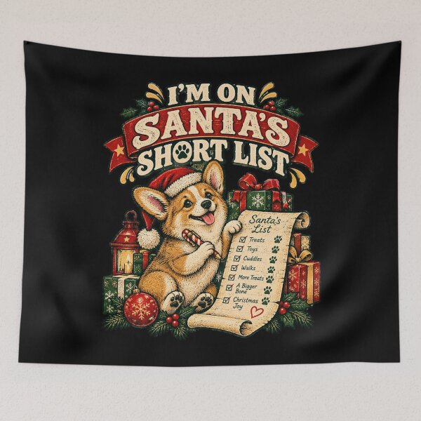 Item preview, Holiday Helper on Short Legs — Festive Corgi Dog Art designed and sold by Crystal-Tree.