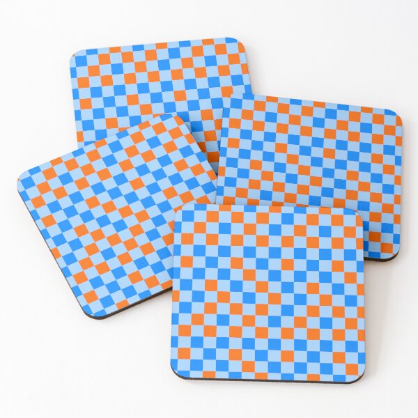 Item preview, Orange And Blue On Cyan Checkered  Design   designed and sold by PatternTitan.