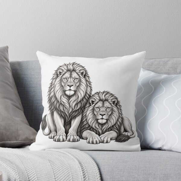 Item preview, Majestic Male Lion and Young Lion Line Art designed and sold by Nicha Studio.