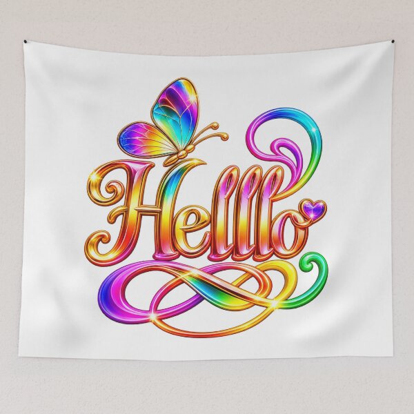 Item preview, Hello Rainbow Butterfly Typography designed and sold by Design Sounds Studio.