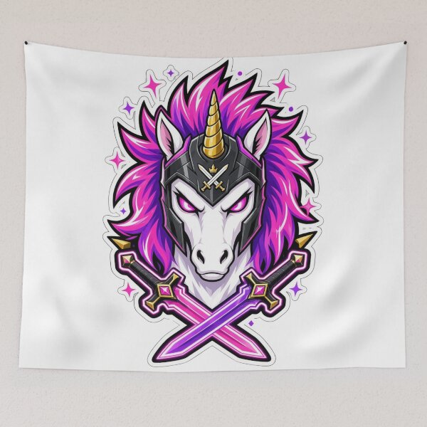 Item preview, Warrior Unicorn Battle Armor - Pink Neon Gamer Mascot Art designed and sold by VYBEHAUS.