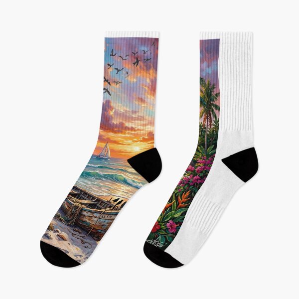 Item preview, Vibrant Tropical Sunset Oasis - Summer Beach Landscape designed and sold by Fateh-Kro ⭐⭐⭐⭐⭐.