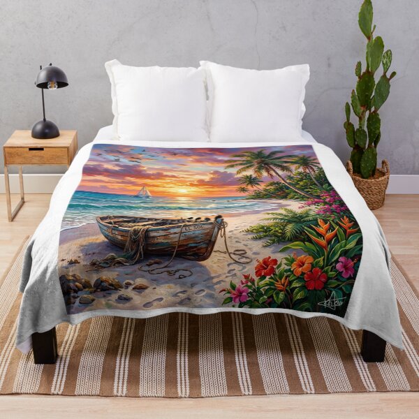 Item preview, Vibrant Tropical Sunset Oasis - Summer Beach Landscape designed and sold by Fateh-Kro ⭐⭐⭐⭐⭐.