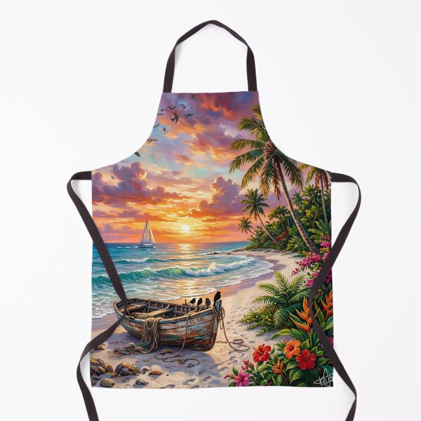 Item preview, Vibrant Tropical Sunset Oasis - Summer Beach Landscape designed and sold by Fateh-Kro ⭐⭐⭐⭐⭐.