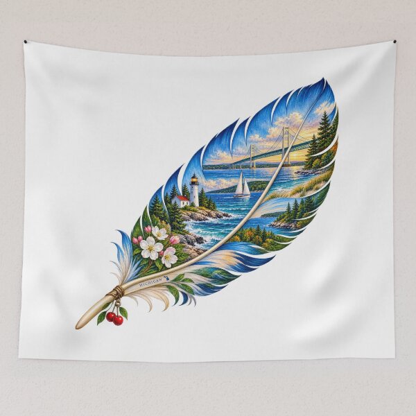 Item preview, Michigan Great Lakes Feather designed and sold by Whimspired By Paxx.