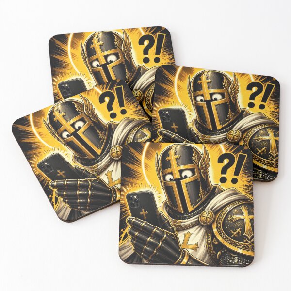 Item preview, Medieval Templar Knight Surprised Smartphone Illustration Print designed and sold by GrinGalore.