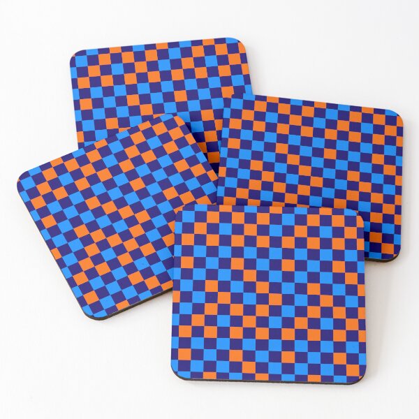 Item preview, Orange And Blue On Navy Blue Checkered  Design   designed and sold by PatternTitan.