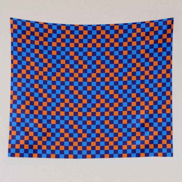Item preview, Orange And Blue On Navy Blue Checkered  Design   designed and sold by PatternTitan.