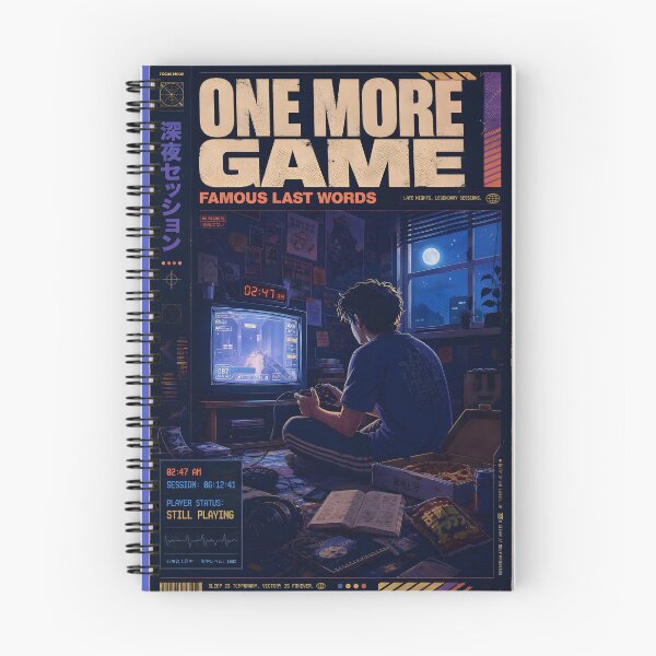 Item preview, One More Game – Retro Gaming Famous Last Words designed and sold by Echo Trend Prints.