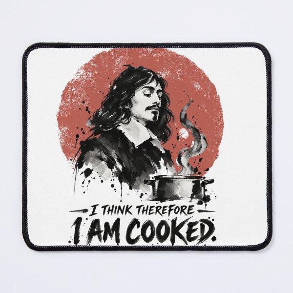 Item preview, I Think Therefore I Am Cooked designed and sold by Cute & Funny Hand-Drawn Prints | Happy Doodle Friends Shop.