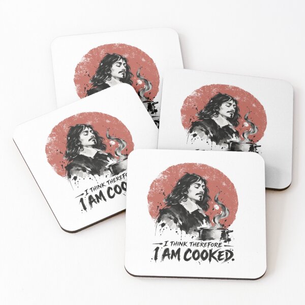 Item preview, I Think Therefore I Am Cooked designed and sold by Cute & Funny Hand-Drawn Prints | Happy Doodle Friends Shop.