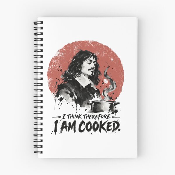 Item preview, I Think Therefore I Am Cooked designed and sold by Cute & Funny Hand-Drawn Prints | Happy Doodle Friends Shop.