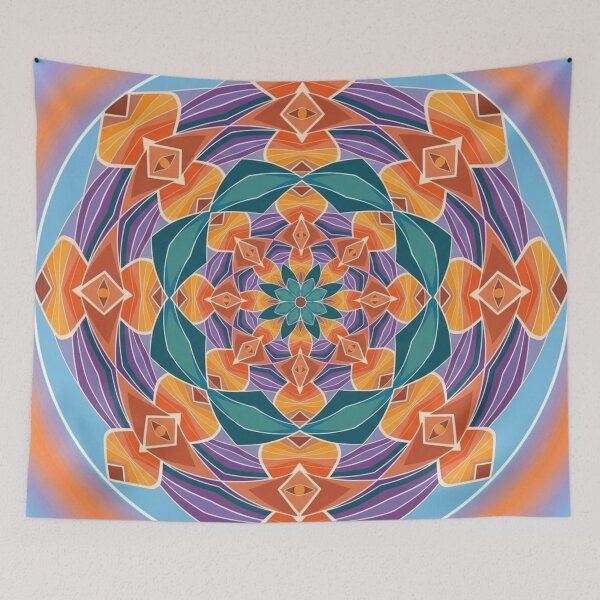 Aperçu de l'œuvre Mandala de la floraison du coucher de soleil créée et vendue par Dancingrabbit Studio.
