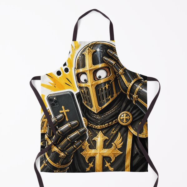 Item preview, Surprised Christian Knight with Smartphone Hand Drawn Artwork Print designed and sold by GrinGalore.