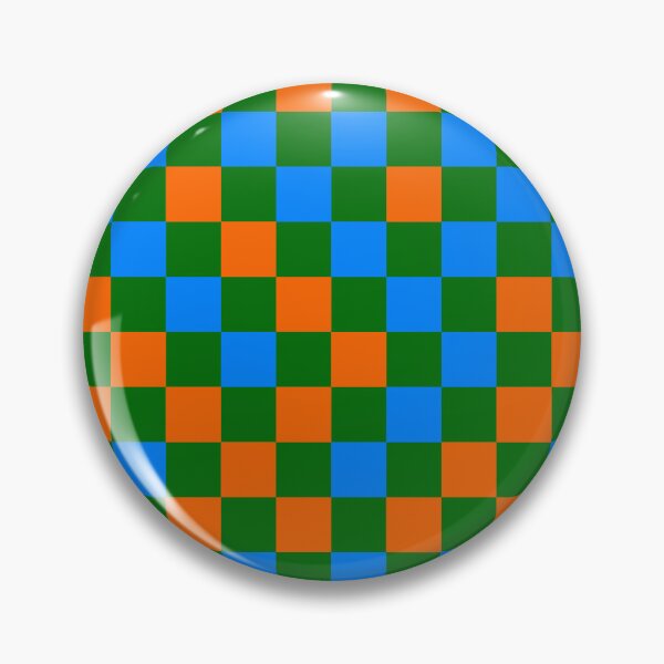Item preview, Orange And Blue On Green Checkered  Design   designed and sold by PatternTitan.