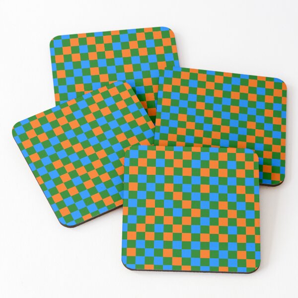 Item preview, Orange And Blue On Green Checkered  Design   designed and sold by PatternTitan.