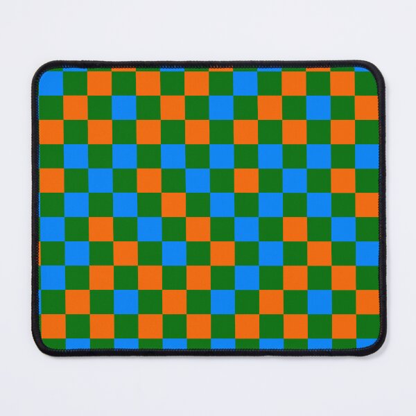Item preview, Orange And Blue On Green Checkered  Design   designed and sold by PatternTitan.