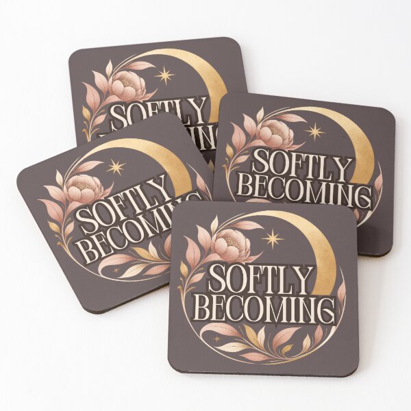 Item preview, Softly Becoming – Feminine Growth & Self Love Quote designed and sold by CosmicQuietStudio.