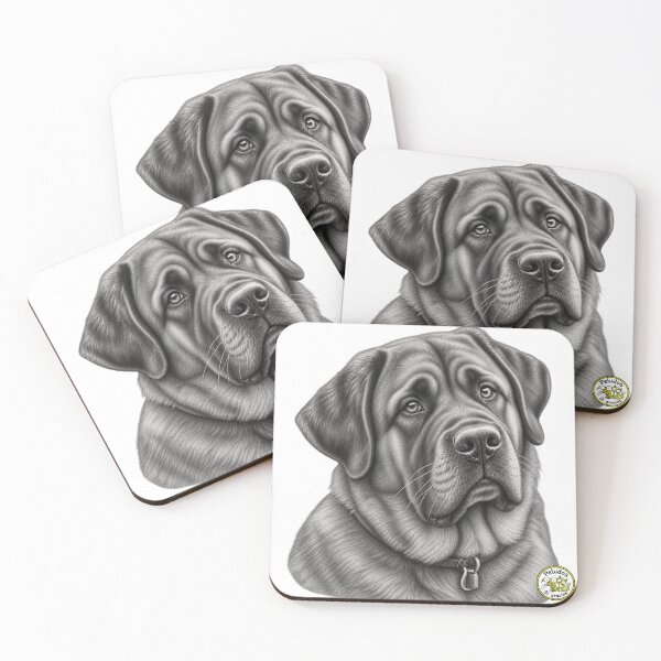 Item preview, Charcoal-style portrait of a mixed-breed dog with a mastiff. designed and sold by Peludos, Sí gracias.