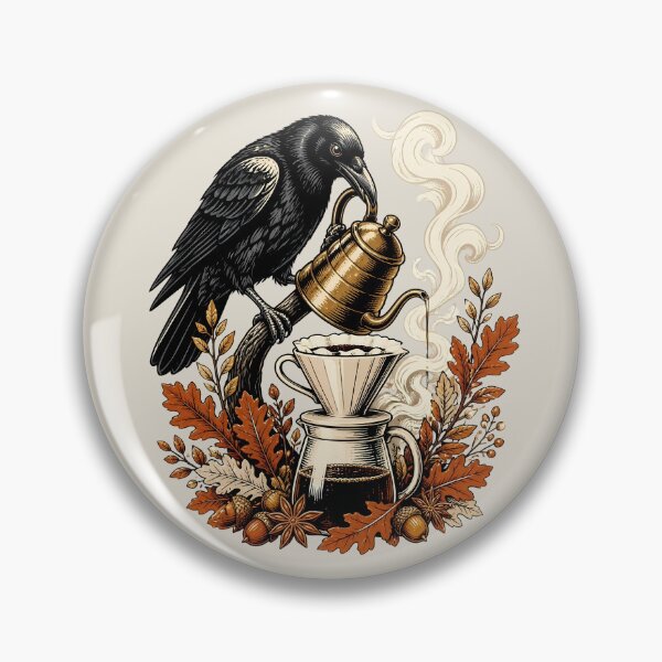 Artikelvorschau, Dark Academia Crow Barista Pour Over Coffee Art entworfen und verkauft von Fun2Fentastic.